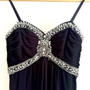 Navy Blue strapless formal dress with rhinestones size 4 Xscape